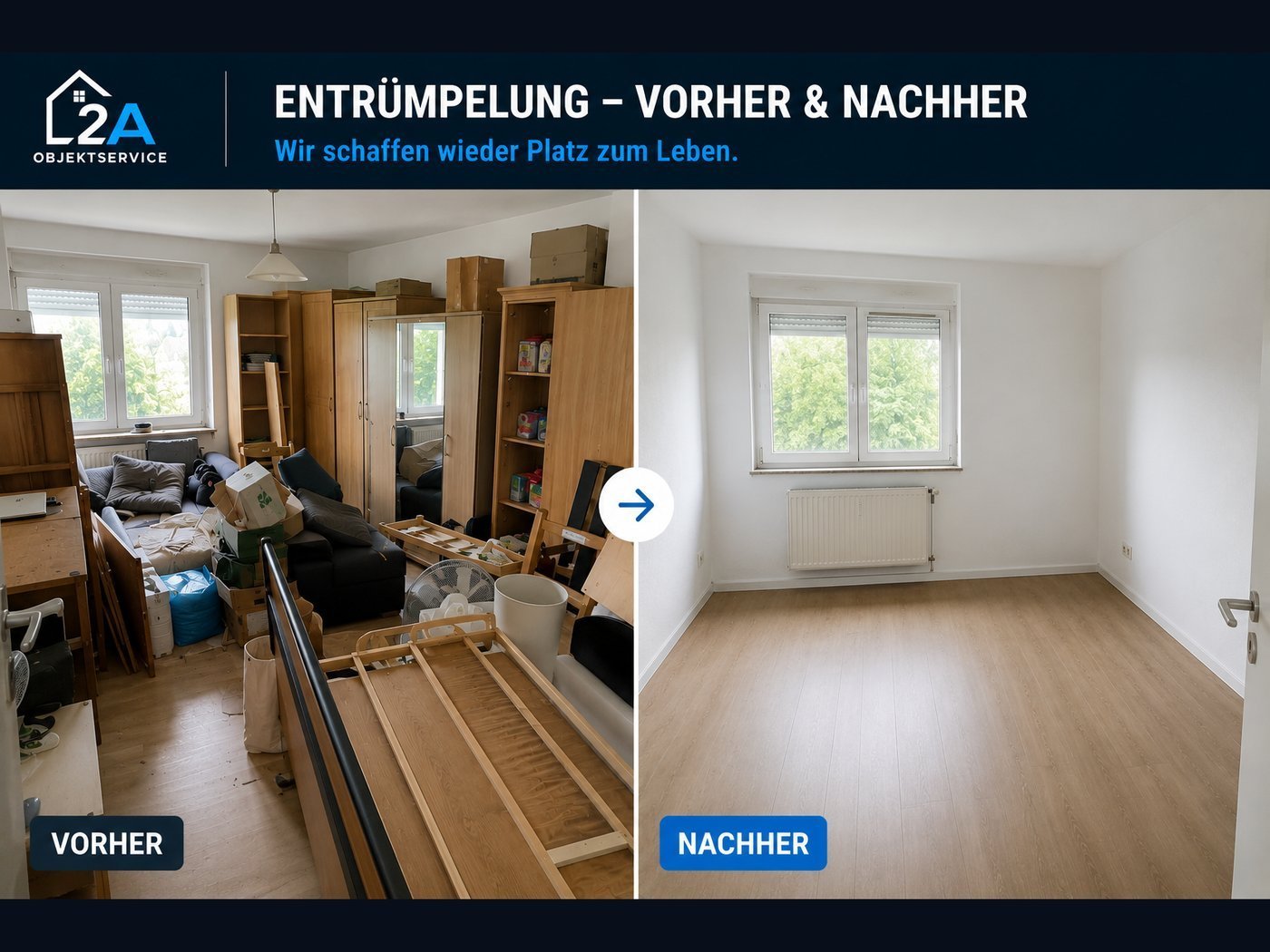 Entrümpelung Essen – Vorher-Nachher Wohnungsauflösung durch 2A Objektservice